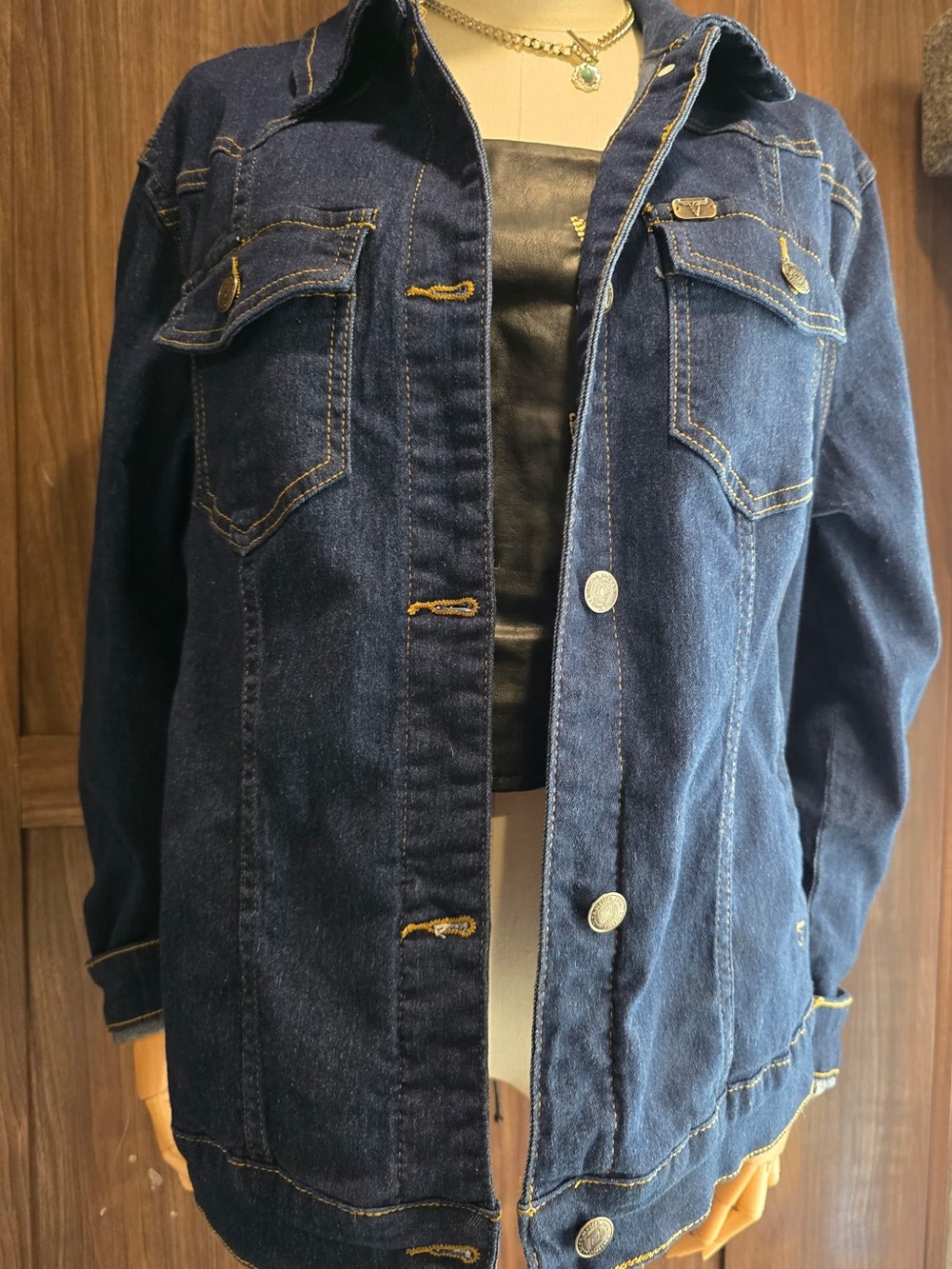 NWT Lucky & Blessed Classic Dark Wash Denim Western Jacket